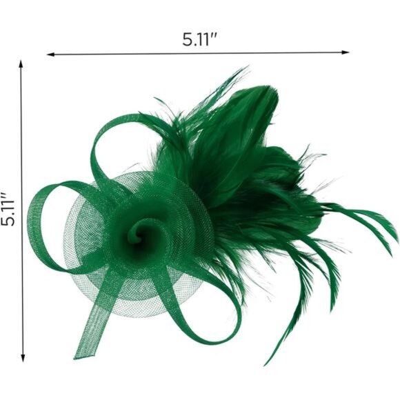 Tulle Fascinators for Women, Green - Picture 5 of 5